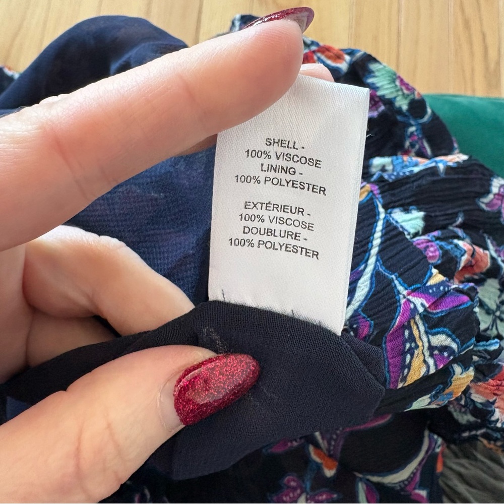 Ramy Brook Floral Printed Aurora Navy Jardin Blue One Shoulder Top EUC Small - Picture 11 of 12